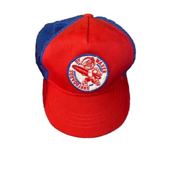Hollister Trucker Snapback Hat One Size Blue Red Logo Cap Waxon California‎ - Picture 1 of 7